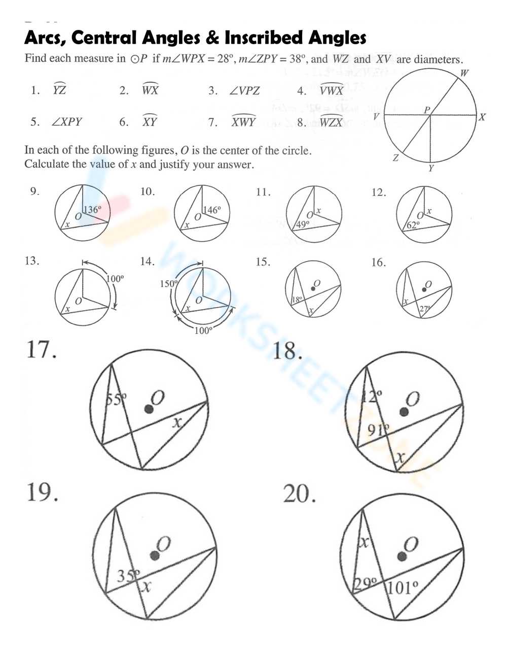 homework 5 inscribed angles answer key