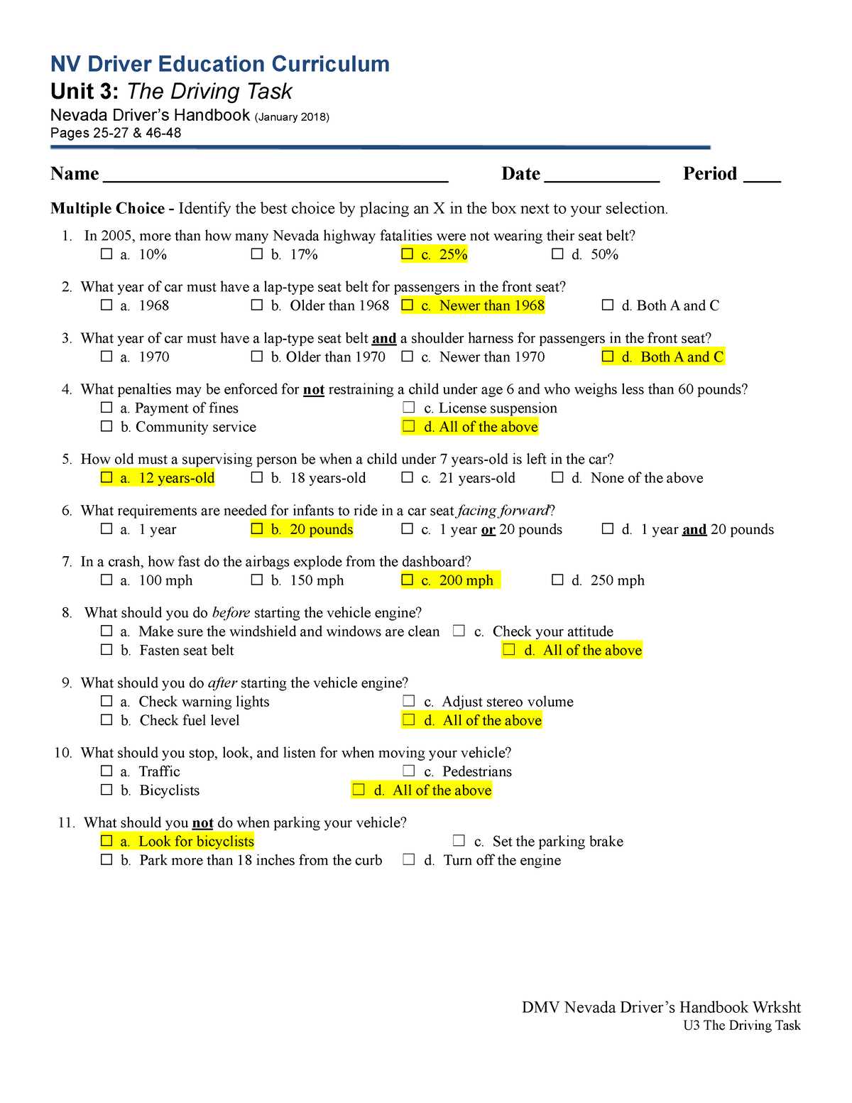 how to drive answer key