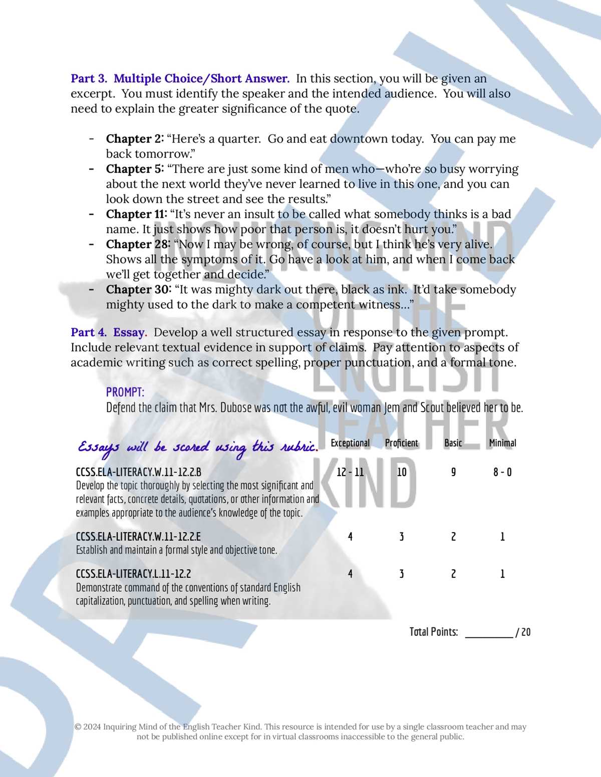 how to kill a mockingbird study guide answer key