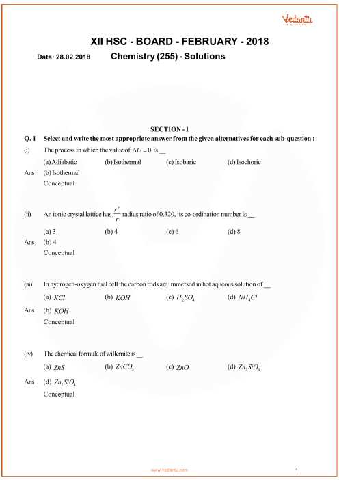 hsc chemistry paper 2026 answer key