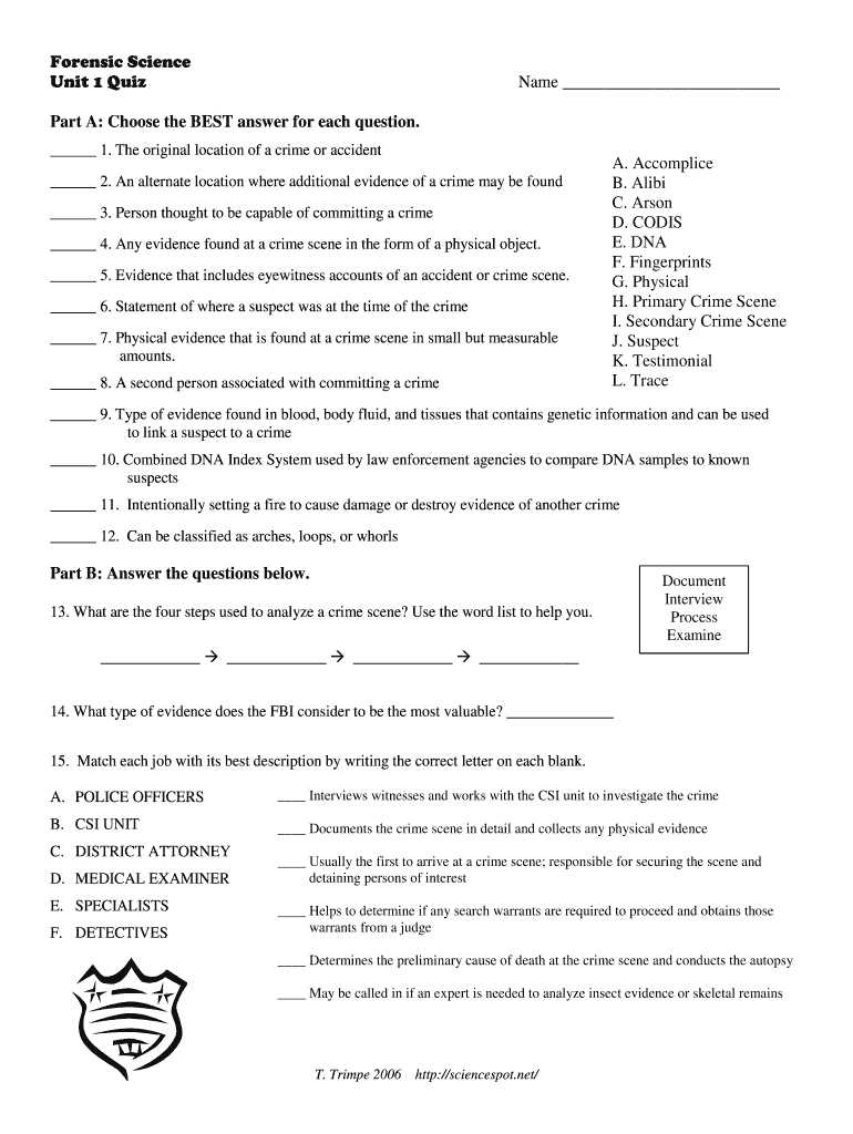 fundamentals of forensic science test your knowledge answer key