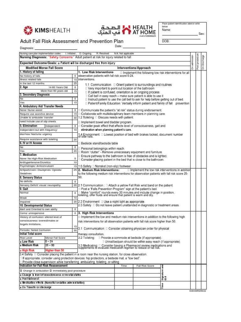 in the know understanding fall risk factors answer key