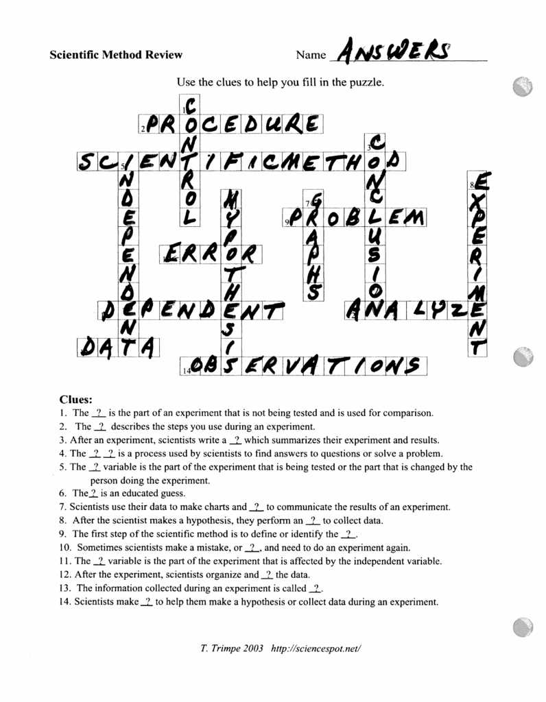 scientific method review packet answer key