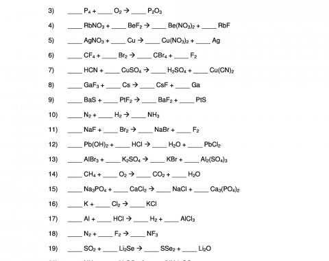 balancing equations worksheets answer key