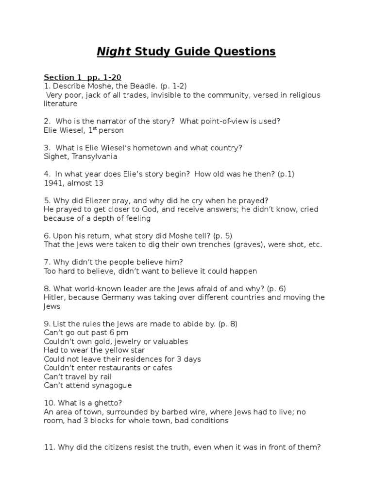 night study guide answer key