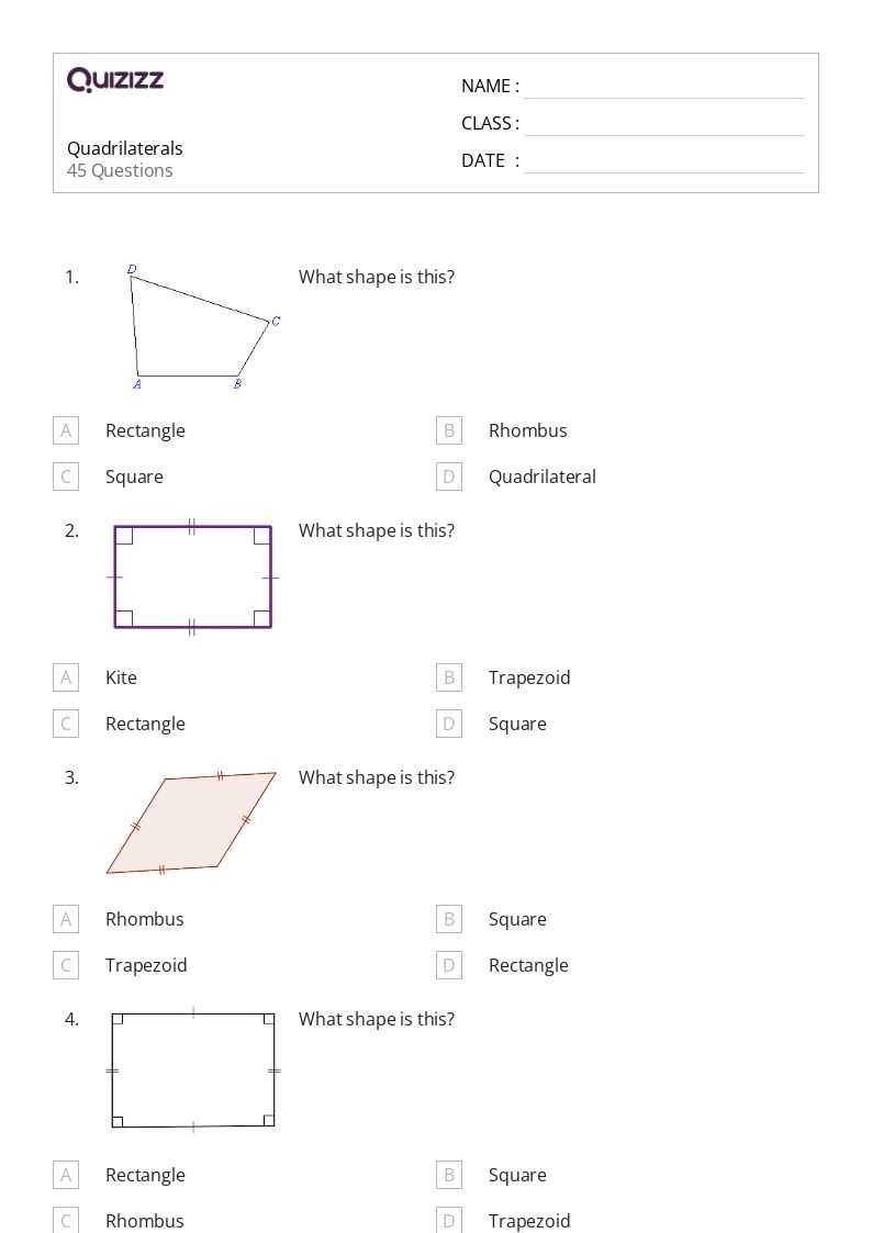 identify the type for each quadrilateral answer key