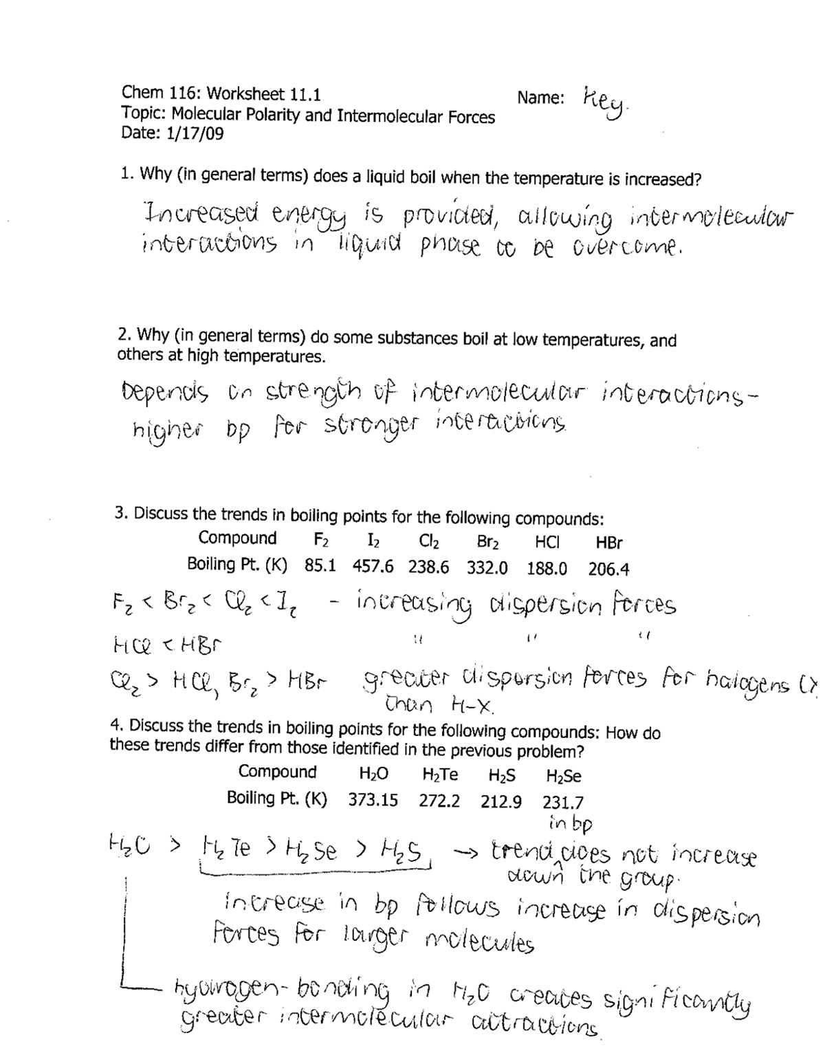 unit chemical bonding polarity wksh 5 answer key