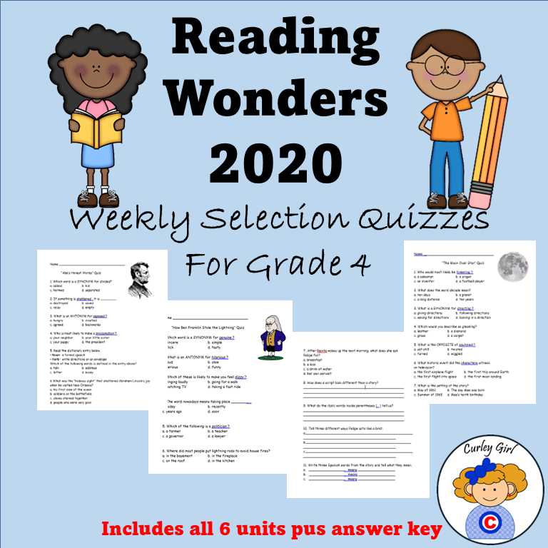wonders grade 4 reading answer key