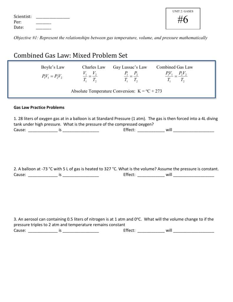 gas laws practice calculations answer key
