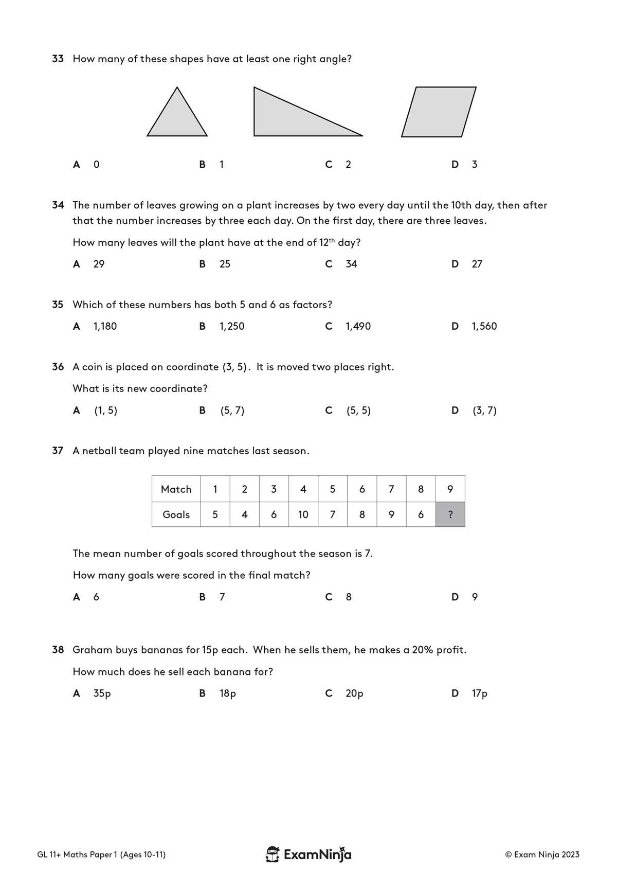 chapter 11 geometry test answer key