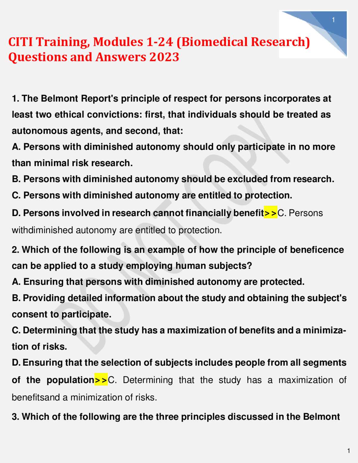 citi program answer key