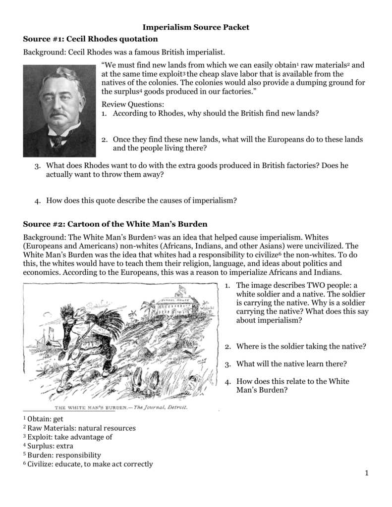 imperialism source packet answer key
