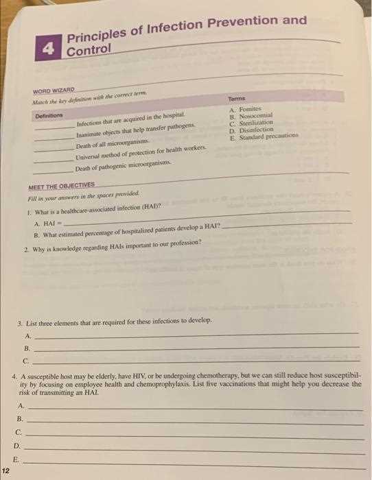 infection control principles and practices answer key