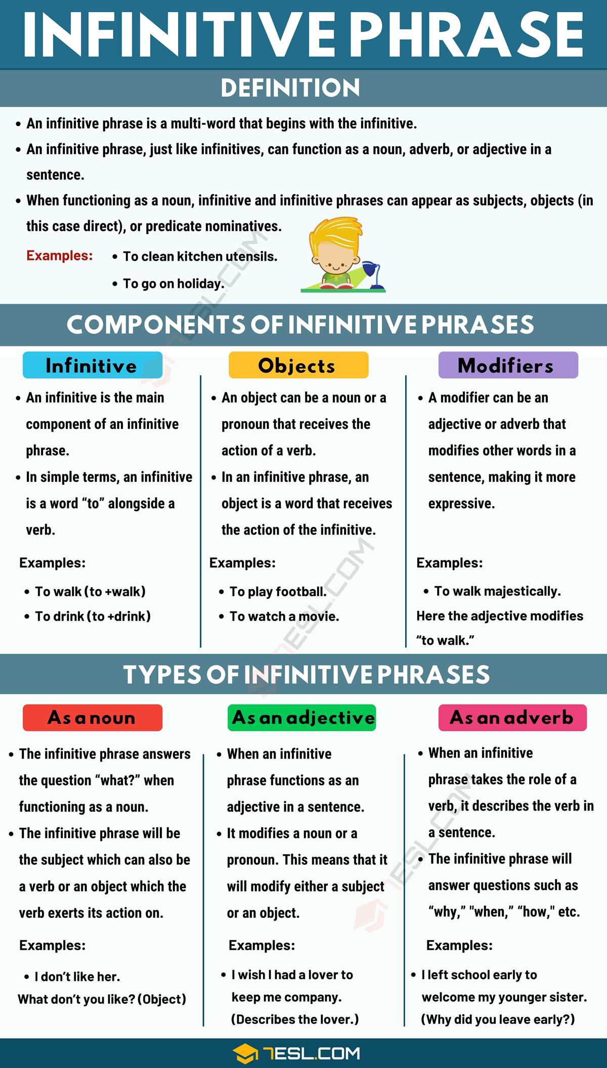 infinitive phrase worksheet with answer key