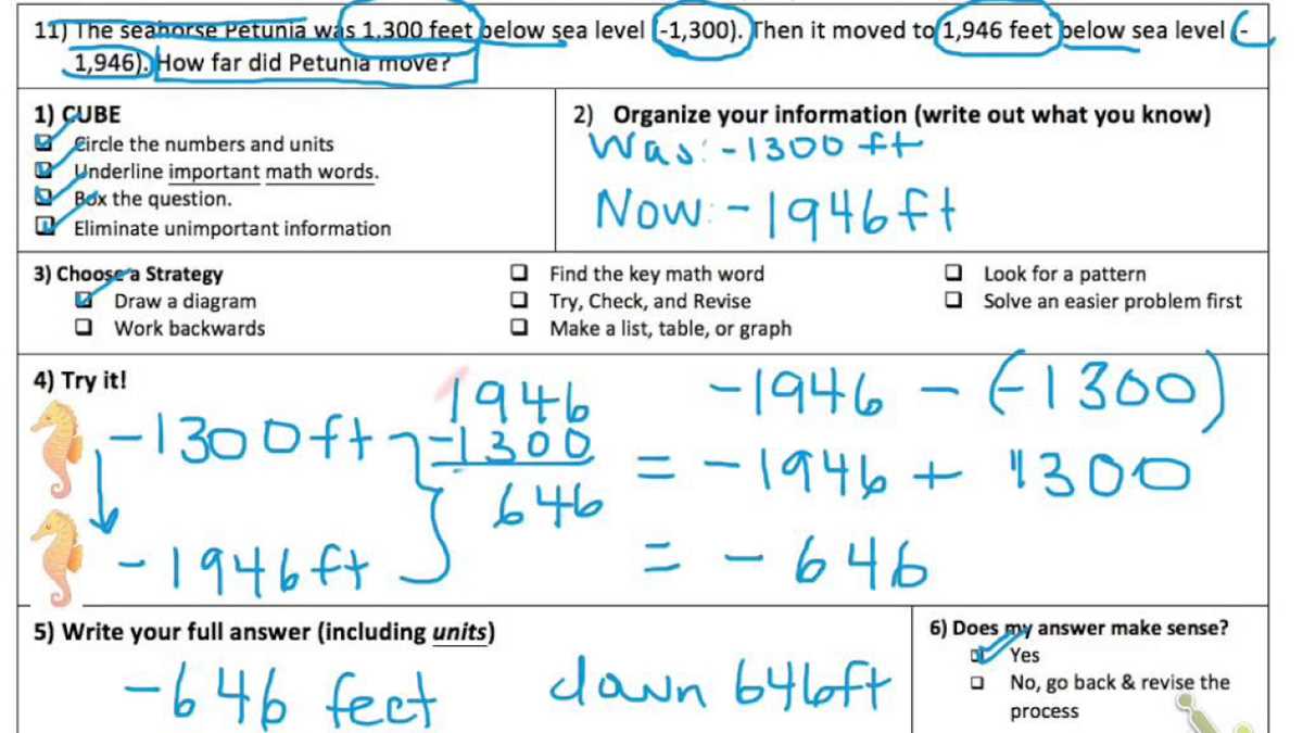 integer word problems answer key