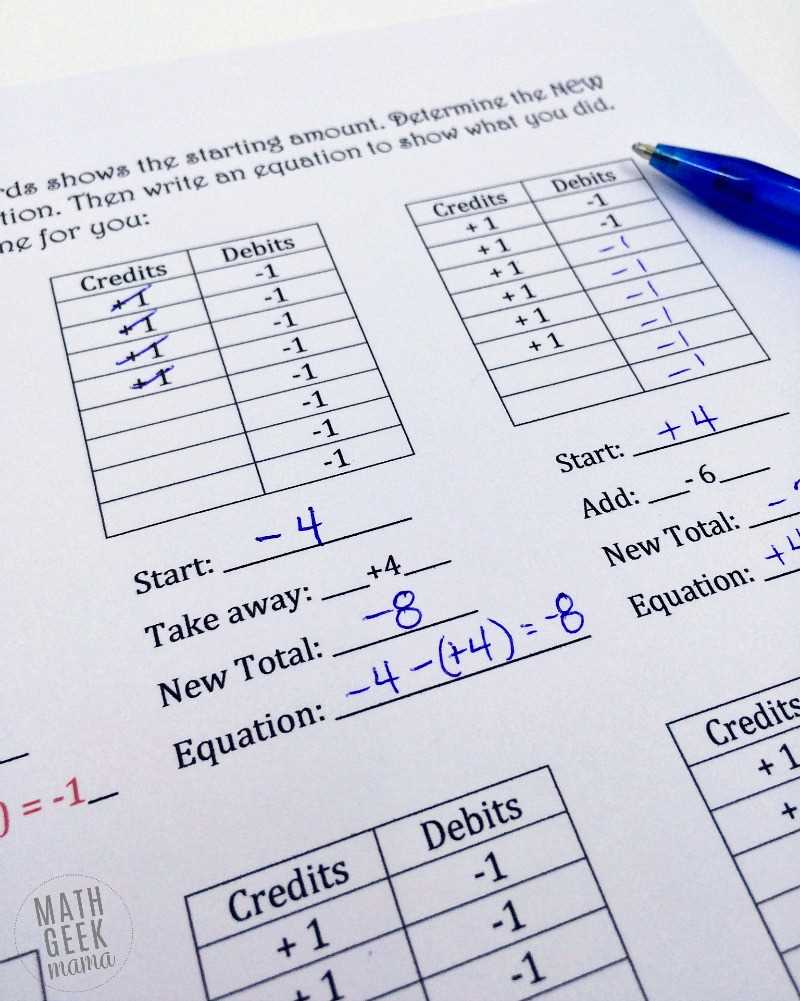 integers answer key