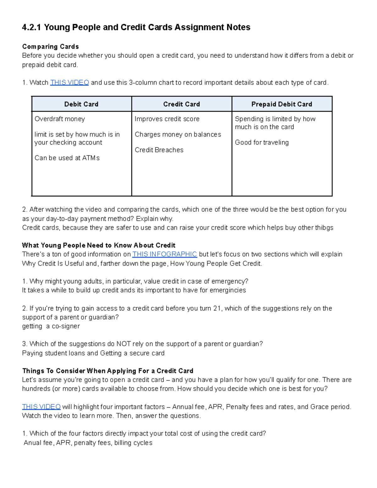intro to credit cards answer key intro to credit cards answer key