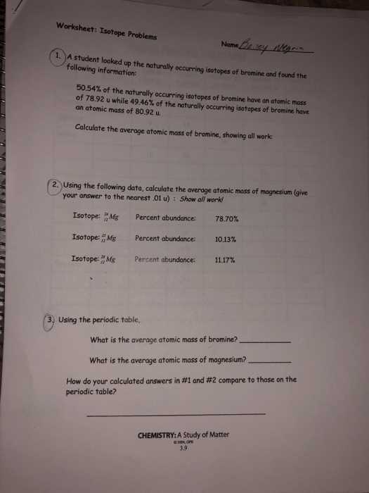 isotopes worksheet fill in the following table answer key
