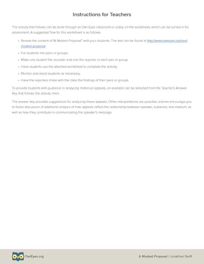 a modest proposal commonlit answer key