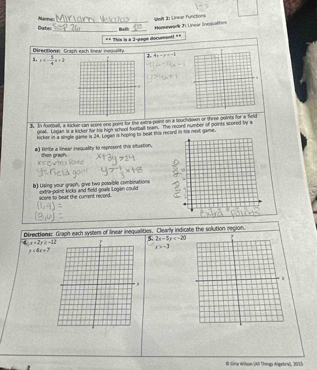 lesson 7 homework practice linear and nonlinear functions answers key