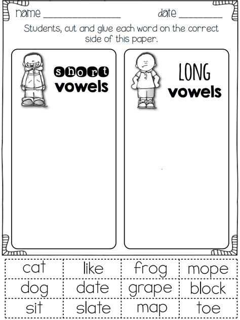 short and long vowels review answer key
