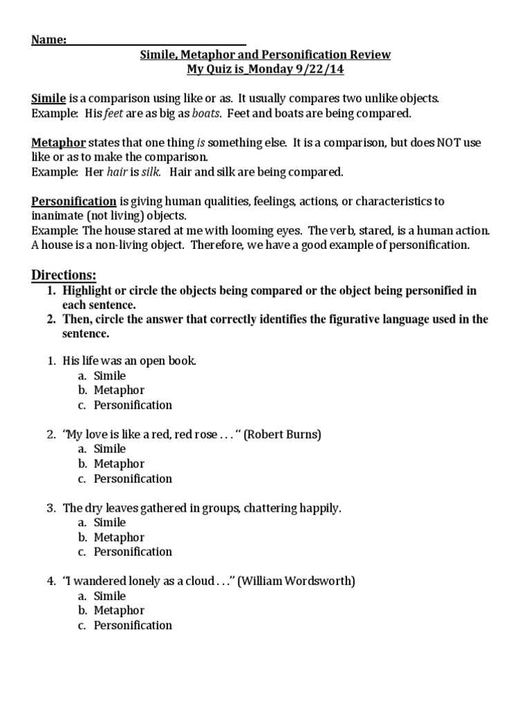level 5 lesson 8 similes metaphors and personification answer key