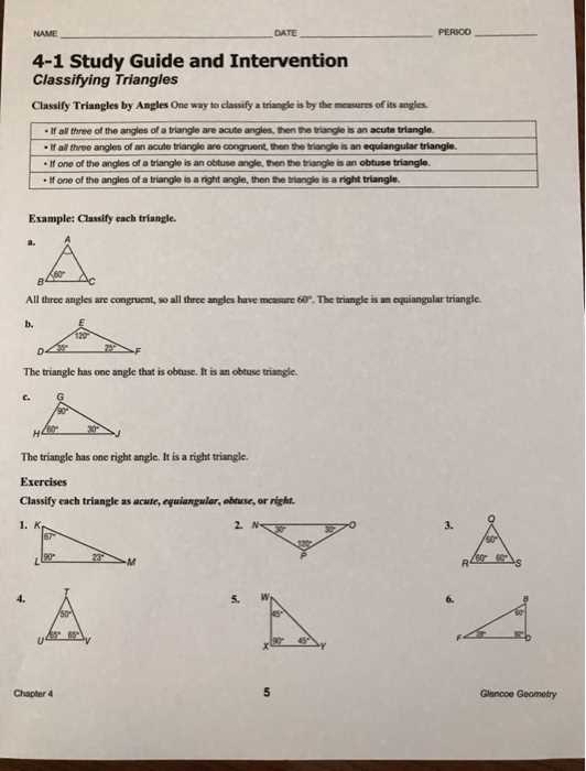 4 1 study guide and intervention classifying triangles answer key