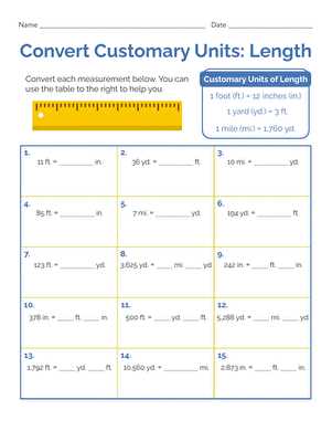 customary and metric conversions lesson 10.6 answer key