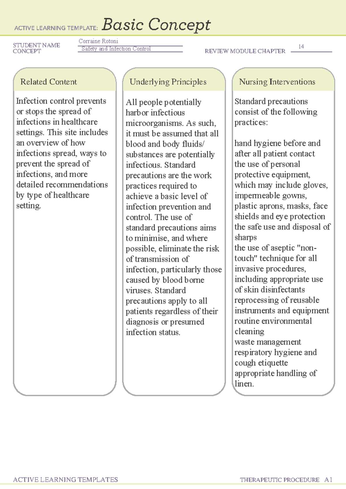 infection control principles and practices answer key
