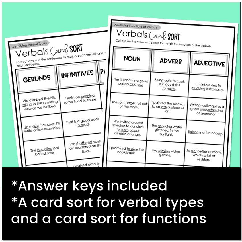 verbals worksheet with answer key