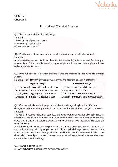 chemical and physical properties answer key