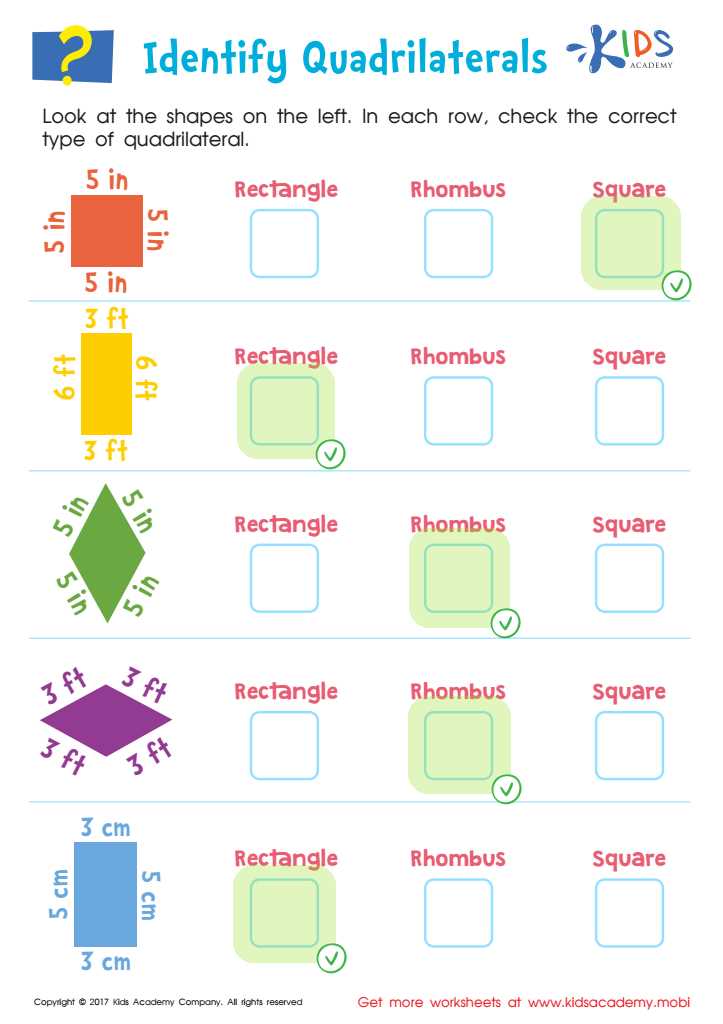 quadrilaterals task card review answer key