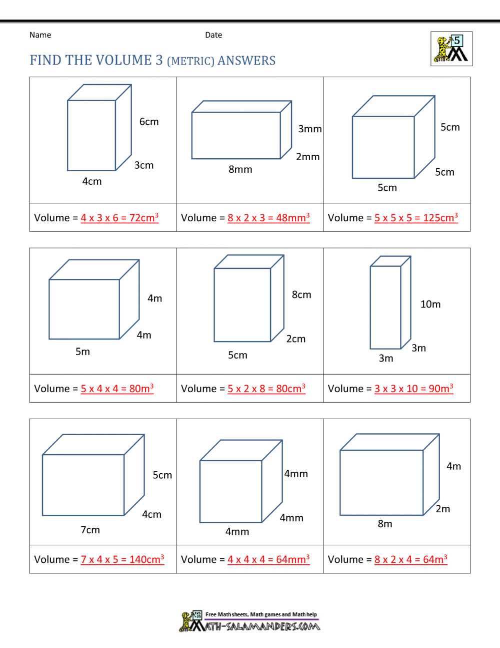 volume study guide answer key