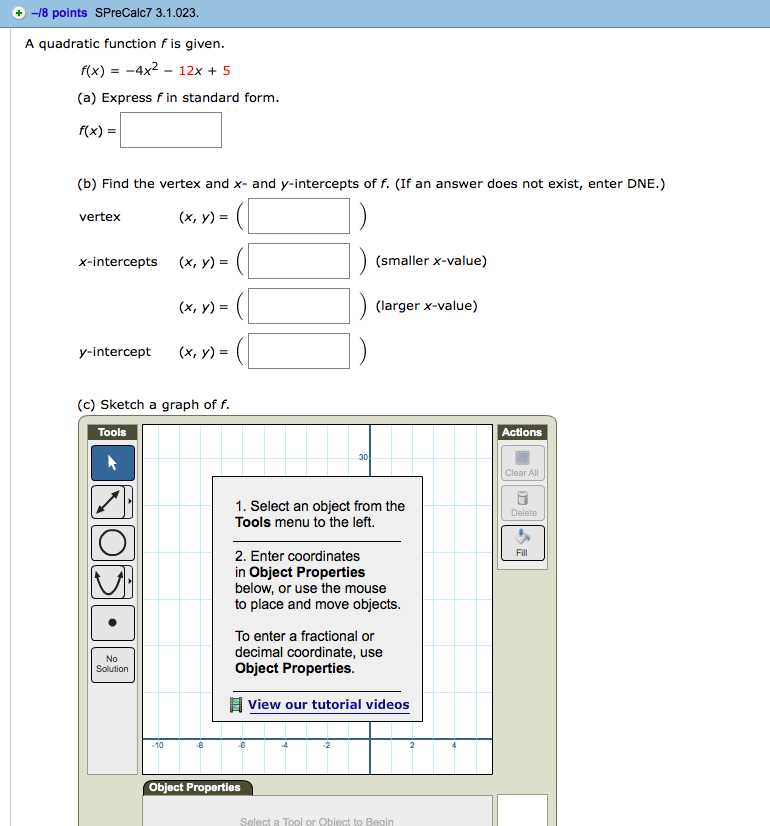 3.1 graphing quadratic functions answer key