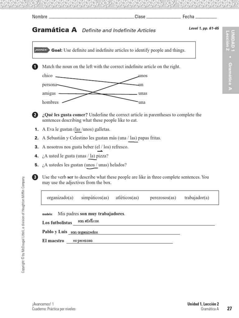 gramatica para la composicion answer key