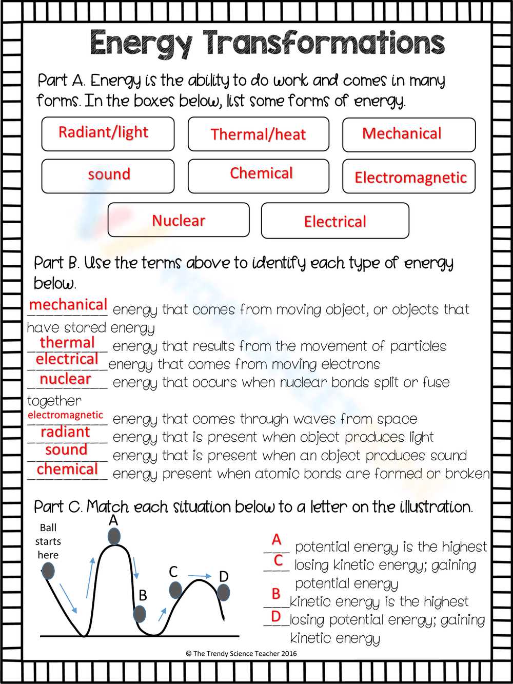 reading science energy transformations answer key