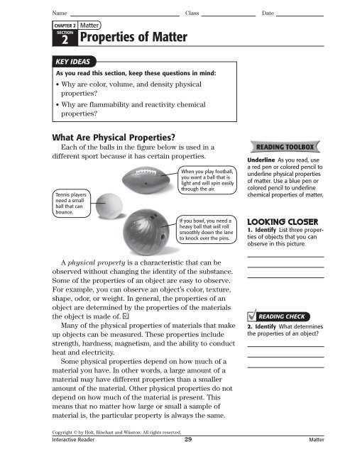 physical properties answer key