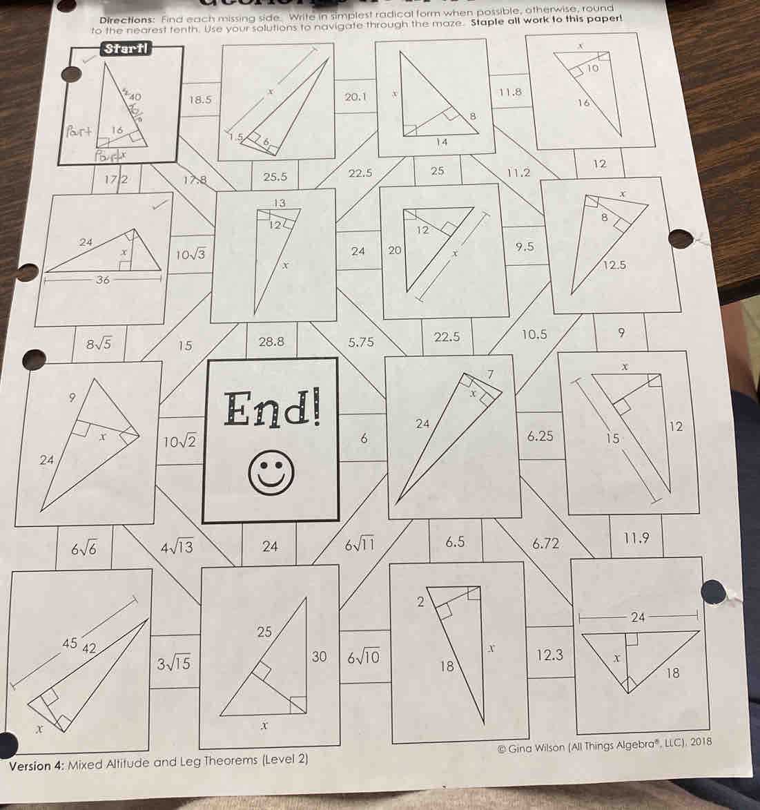 trigonometry maze answer key gina wilson
