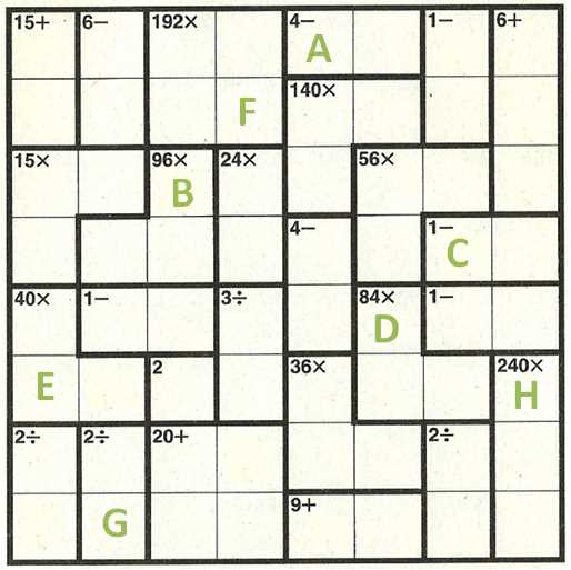 kenken puzzle answer key