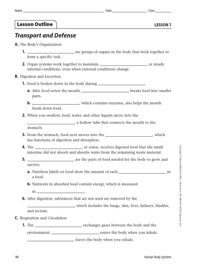 key concept builder lesson 1 transport and defense answer key