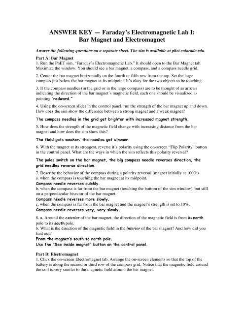 electromagnetism cloze answer key