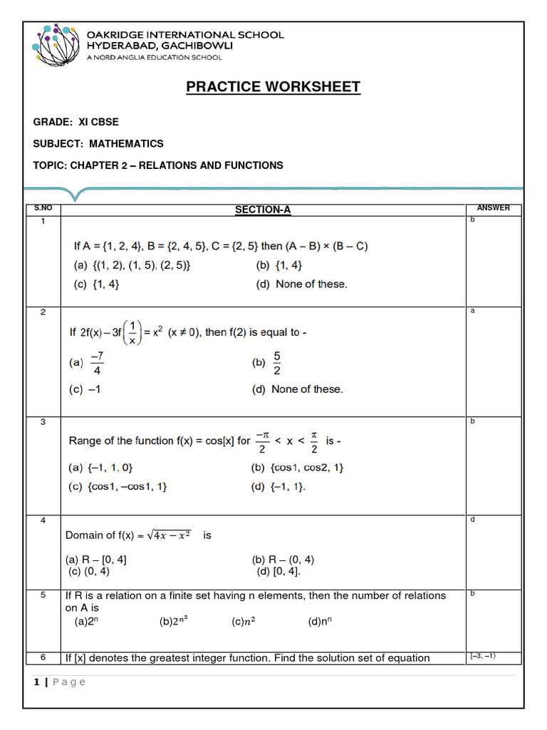 2 1 relations and functions answer key
