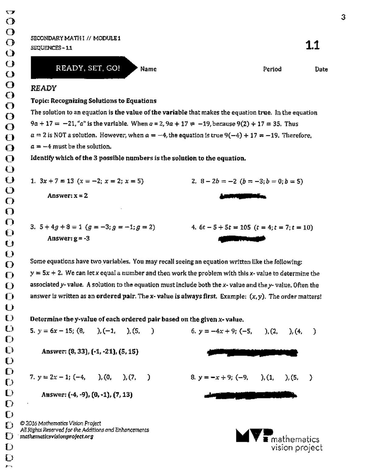 secondary math 1 module 1 sequences 1.5 answer key