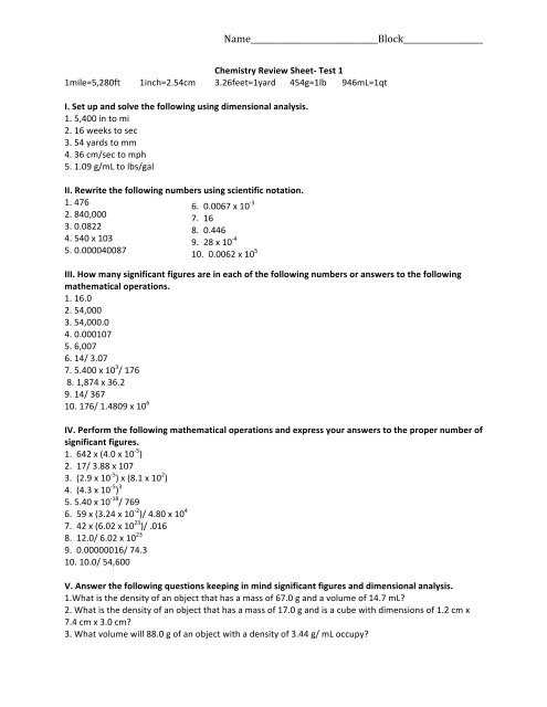 scientific notation review packet answer key
