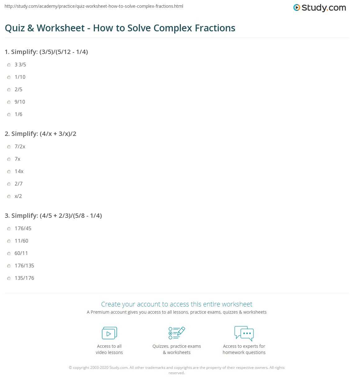complex fractions worksheet with answer key complex fractions worksheet with answer key