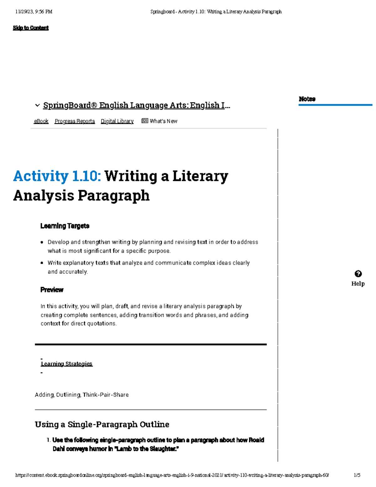 springboard grade 10 answer key unit 1