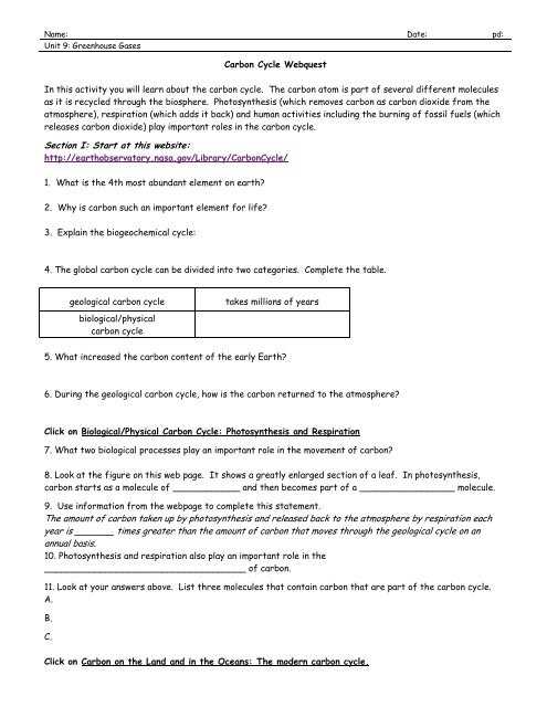 global warming webquest answer key