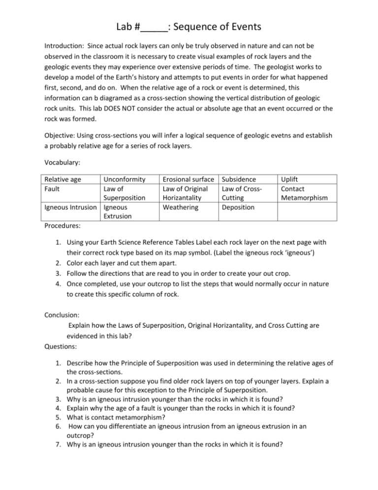 lab 5 1 sequence of events answer key earth science