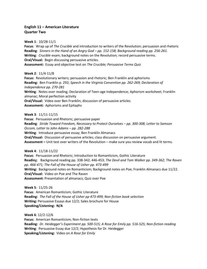 focus on reading and writing essays answer key