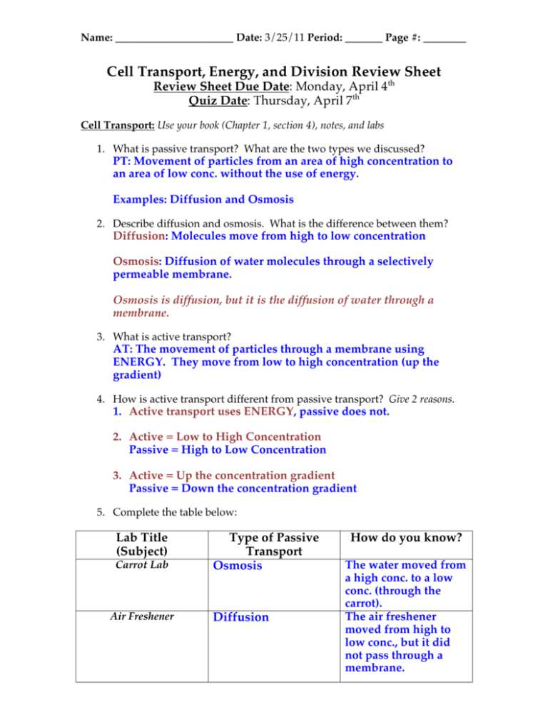 chapter 1 cells study guide answer key